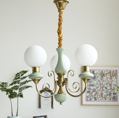Green Onyx-Style Multi-Light Ceiling Chandelier
