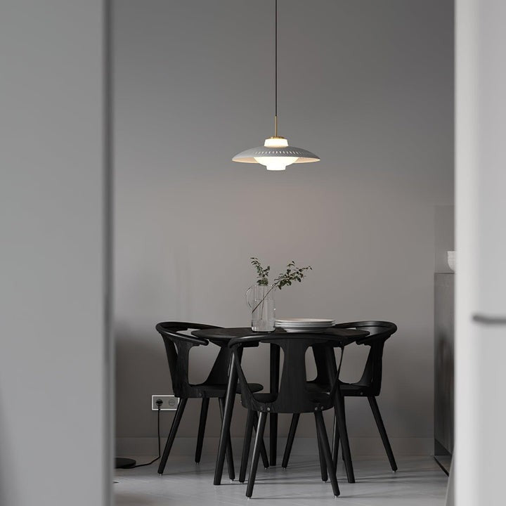 Grooved Opal Glass Shade Pendant Light