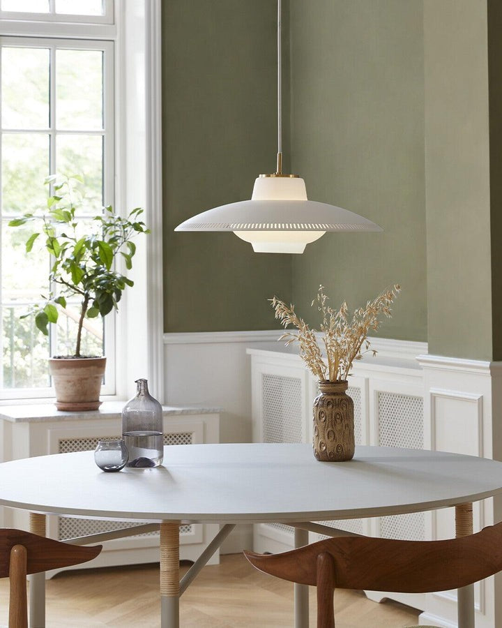 Grooved Opal Glass Shade Pendant Light