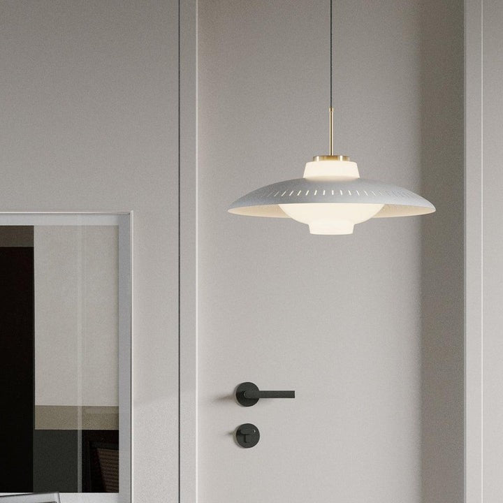 Grooved Opal Glass Shade Pendant Light