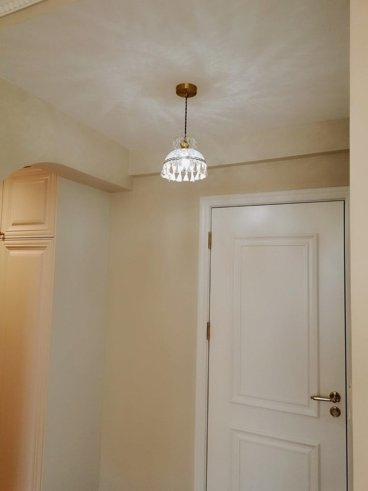 Hammered Glass Tassel Pendant Light for Sloped Ceilings