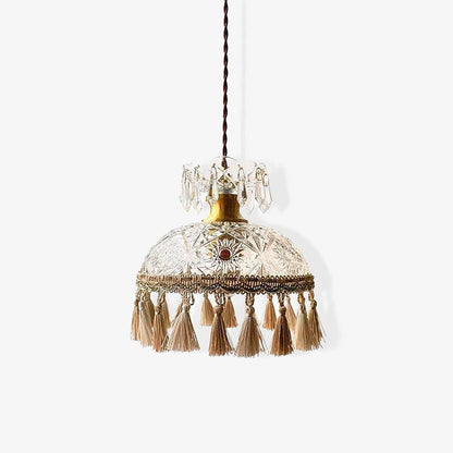 Hammered Glass Tassel Pendant Light for Sloped Ceilings