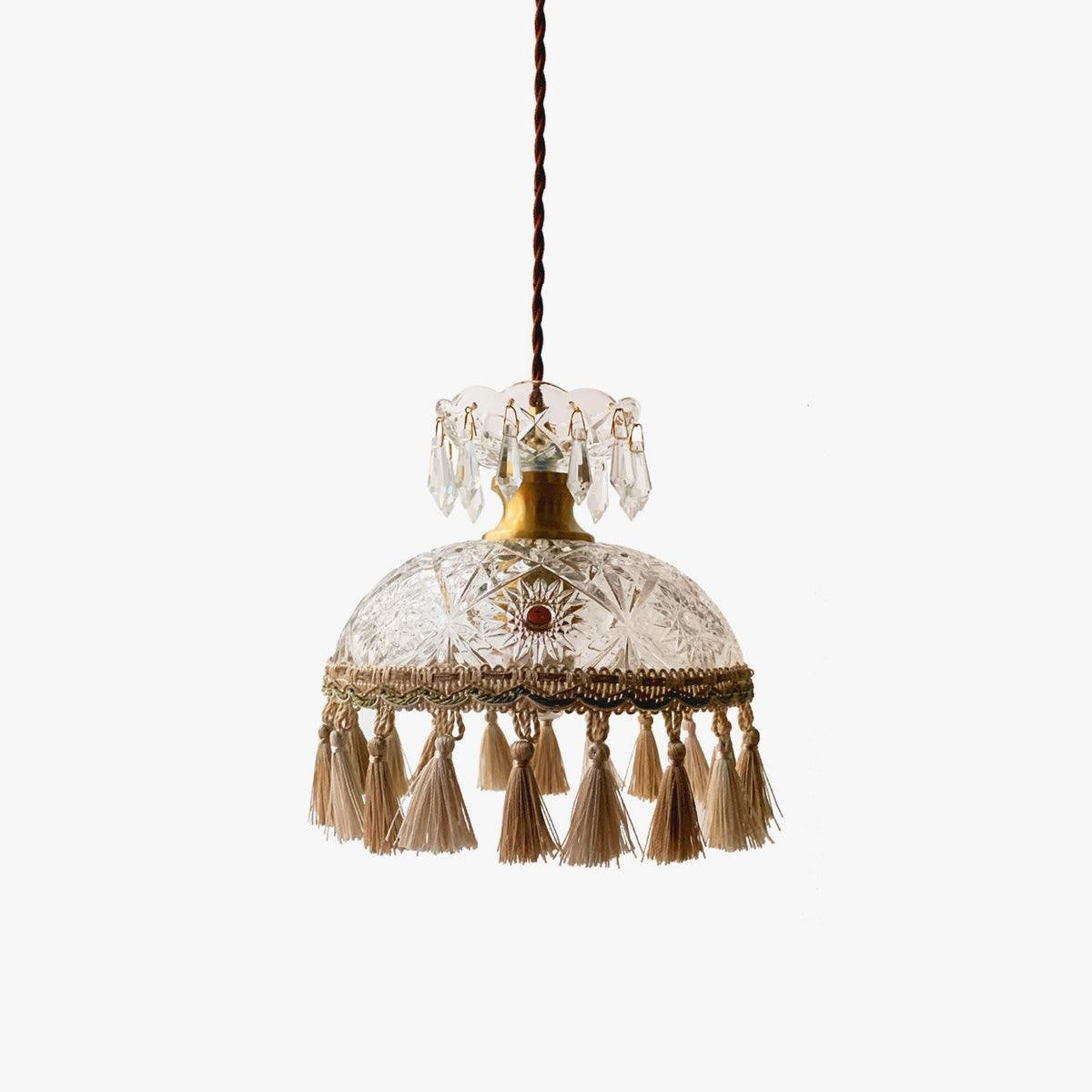 Hammered Glass Tassel Pendant Light for Sloped Ceilings