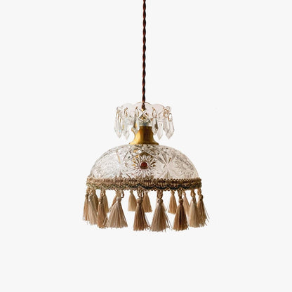 Hammered Glass Tassel Pendant Light for Sloped Ceilings