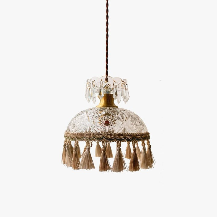Hammered Glass Tassel Pendant Light for Sloped Ceilings