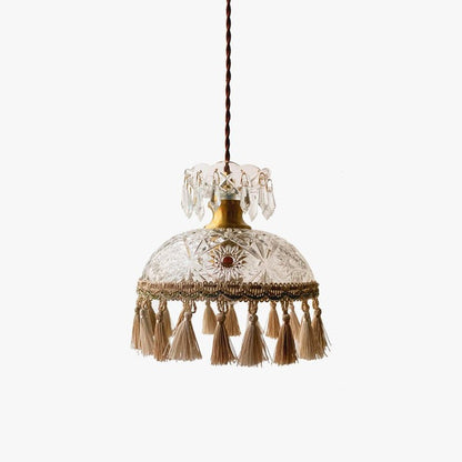 Hammered Glass Tassel Pendant Light for Sloped Ceilings