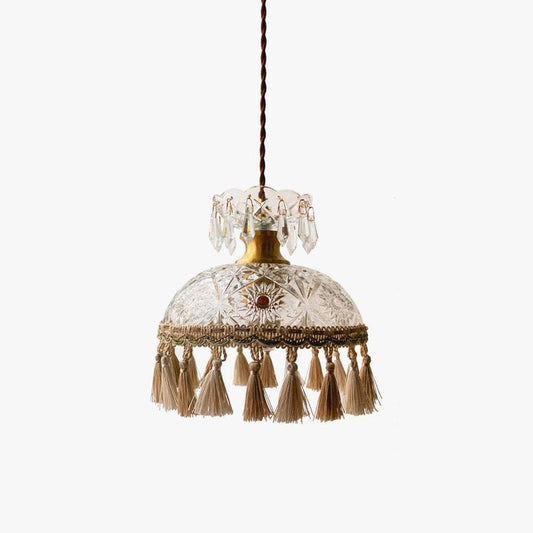 Hammered Glass Tassel Pendant Light for Sloped Ceilings