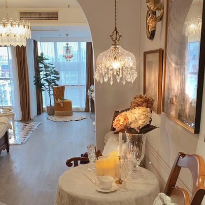 Hammered Glass Tassel Pendant Light for Sloped Ceilings