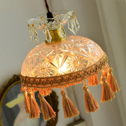 Hammered Glass Tassel Pendant Light for Sloped Ceilings