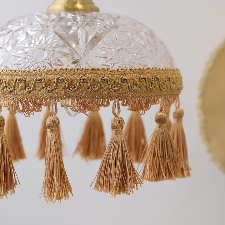 Hammered Glass Tassel Pendant Light for Sloped Ceilings