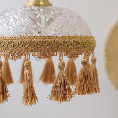 Hammered Glass Tassel Pendant Light for Sloped Ceilings