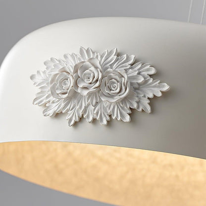 Hand-Carved White Resin & Crystal LED Pendant Light