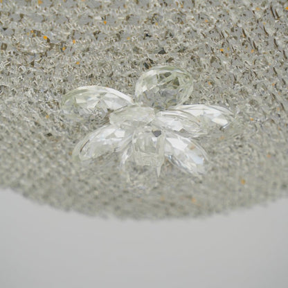 Hand-Carved White Resin & Crystal LED Pendant Light