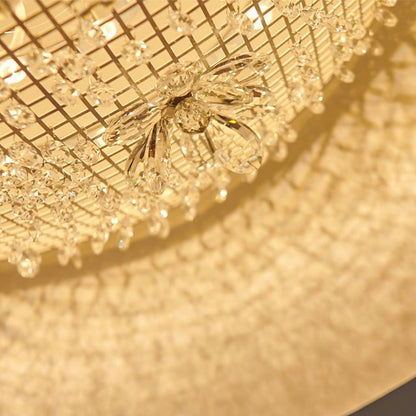 Hand-Carved White Resin & Crystal LED Pendant Light