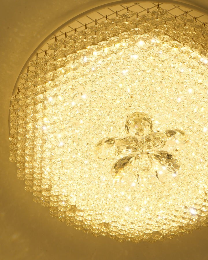 Hand-Carved White Resin & Crystal LED Pendant Light