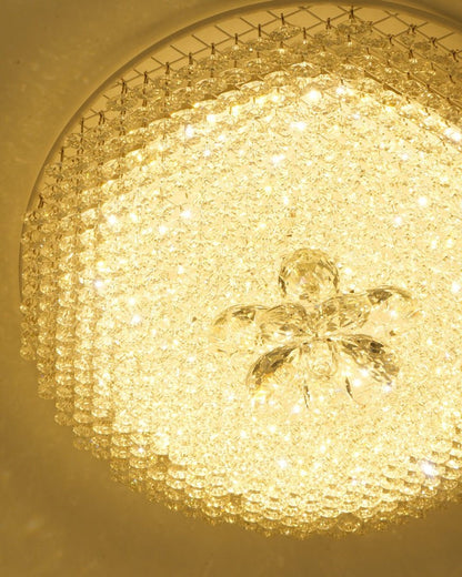 Hand-Carved White Resin & Crystal LED Pendant Light