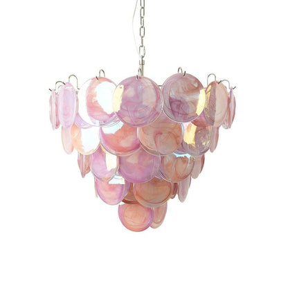 Handcrafted Pink Murano Disc Glass Chandelier