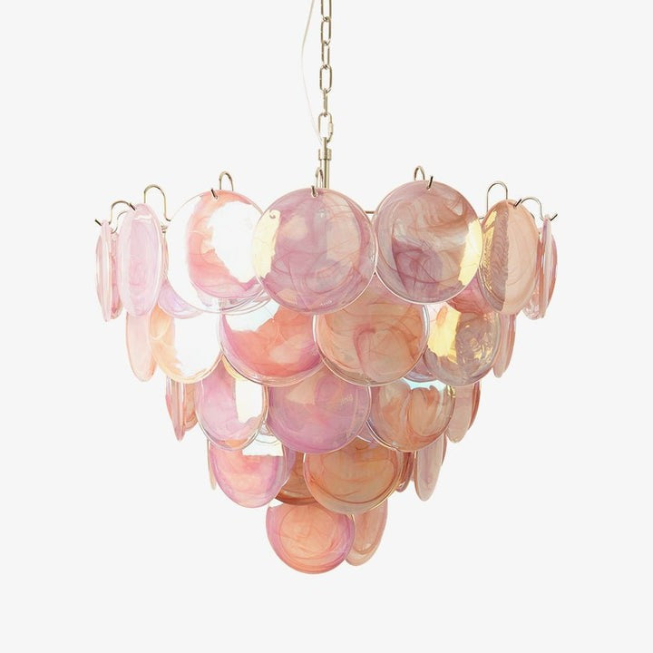 Handcrafted Pink Murano Disc Glass Chandelier