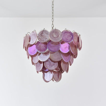 Handcrafted Pink Murano Disc Glass Chandelier
