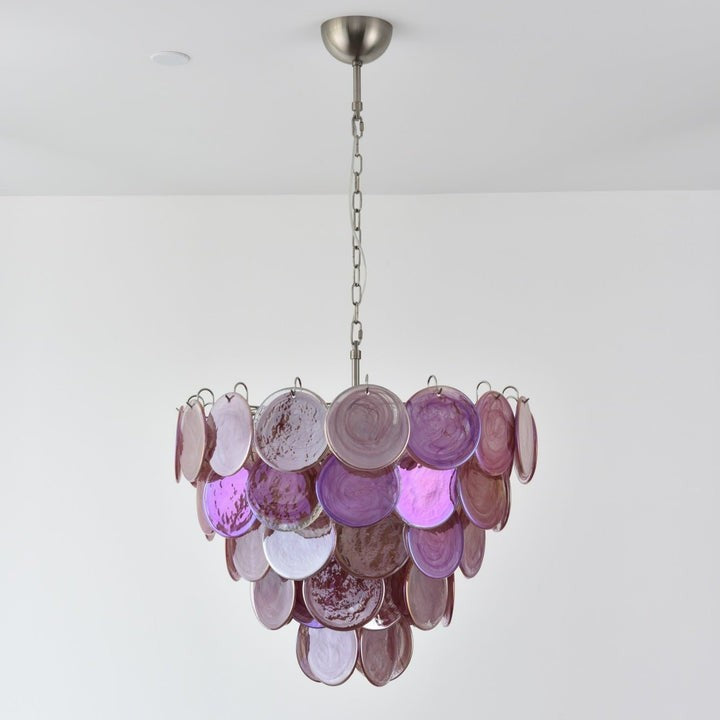 Handcrafted Pink Murano Disc Glass Chandelier