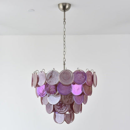 Handcrafted Pink Murano Disc Glass Chandelier