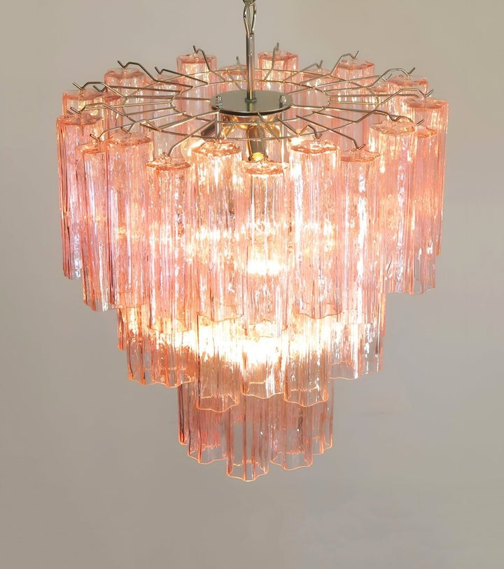 Handcrafted Pink Murano Glass Ceiling Chandelier