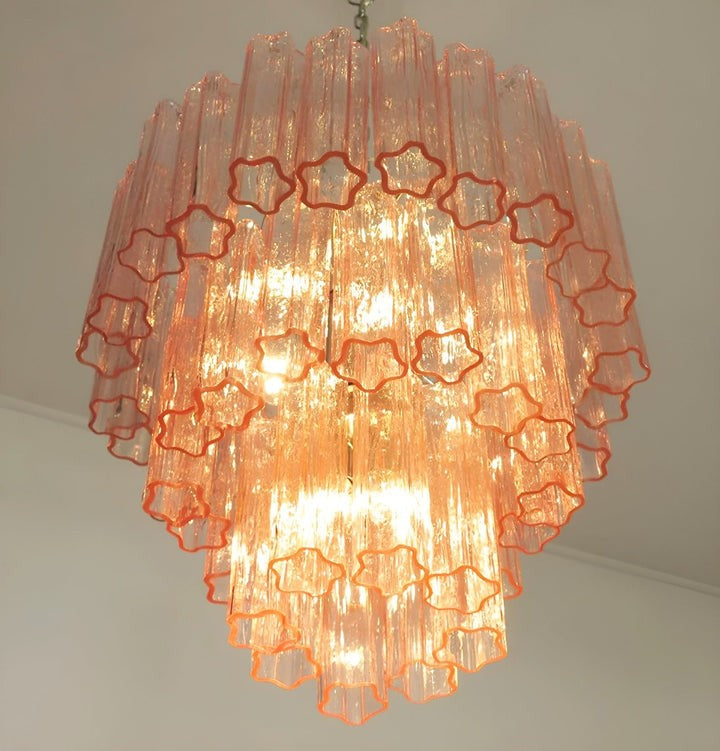 Handcrafted Pink Murano Glass Ceiling Chandelier