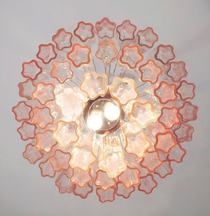 Handcrafted Pink Murano Glass Ceiling Chandelier