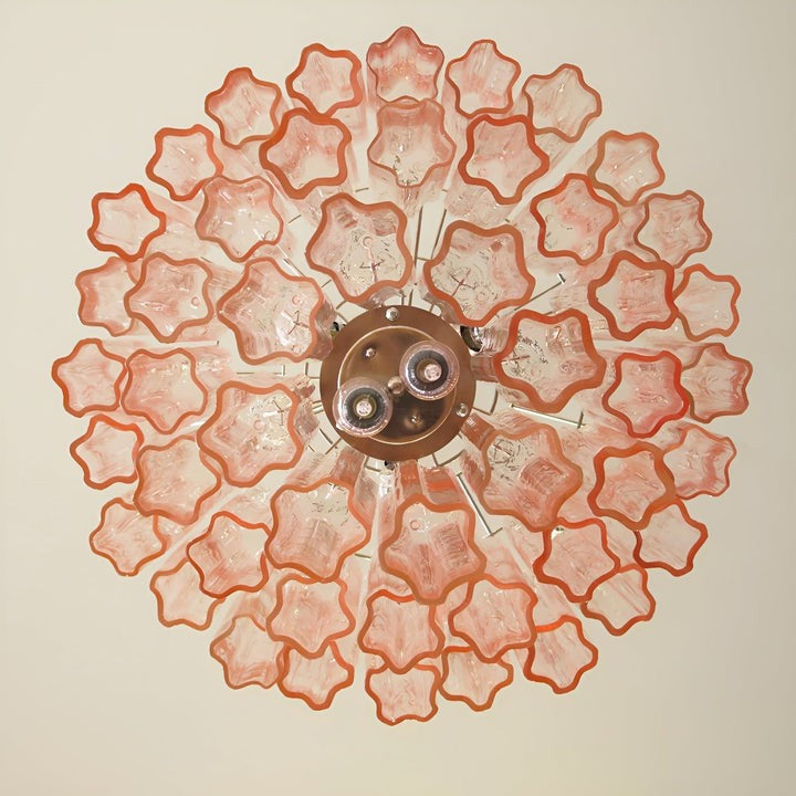 Handcrafted Pink Murano Glass Ceiling Chandelier