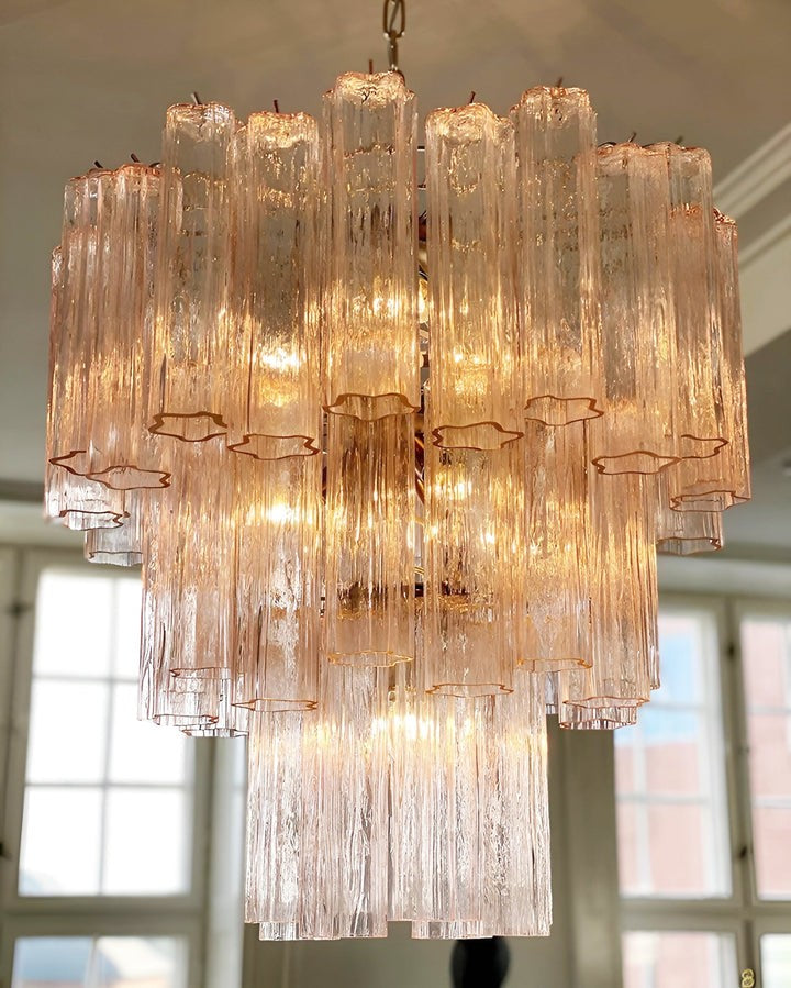 Handcrafted Pink Murano Glass Ceiling Chandelier