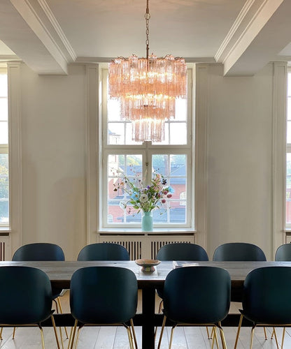 Handcrafted Pink Murano Glass Ceiling Chandelier