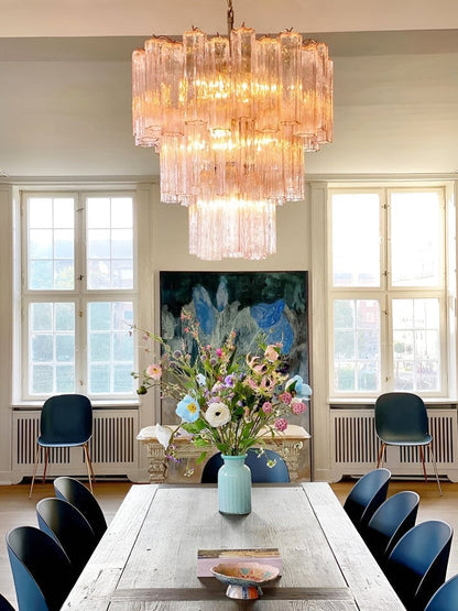 Handcrafted Pink Murano Glass Ceiling Chandelier