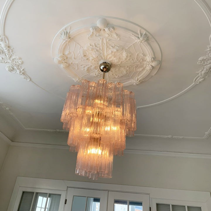 Handcrafted Pink Murano Glass Ceiling Chandelier