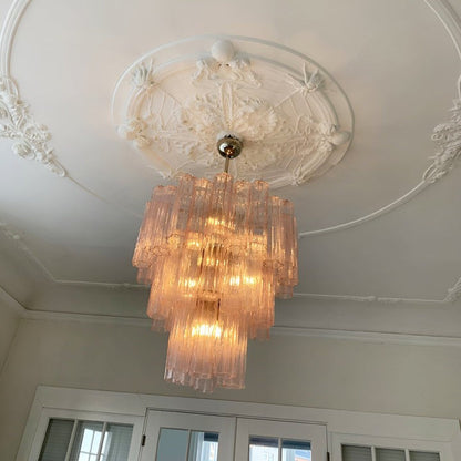 Handcrafted Pink Murano Glass Ceiling Chandelier