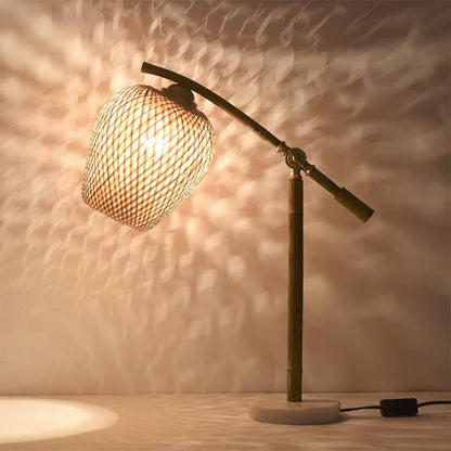 Handwoven Bamboo Zen Table Lamp with Marble Base