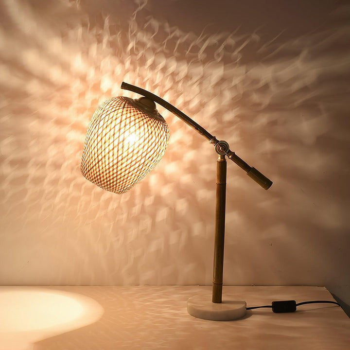 Handwoven Bamboo Zen Table Lamp with Marble Base