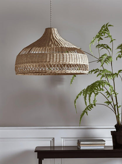 Handwoven Rattan Dome Pendant Light