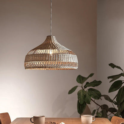 Handwoven Rattan Dome Pendant Light
