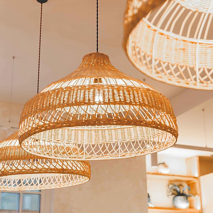 Handwoven Rattan Dome Pendant Light