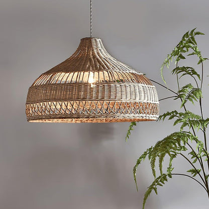 Handwoven Rattan Dome Pendant Light