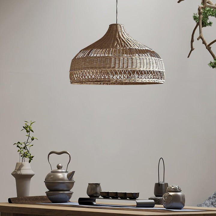 Handwoven Rattan Dome Pendant Light