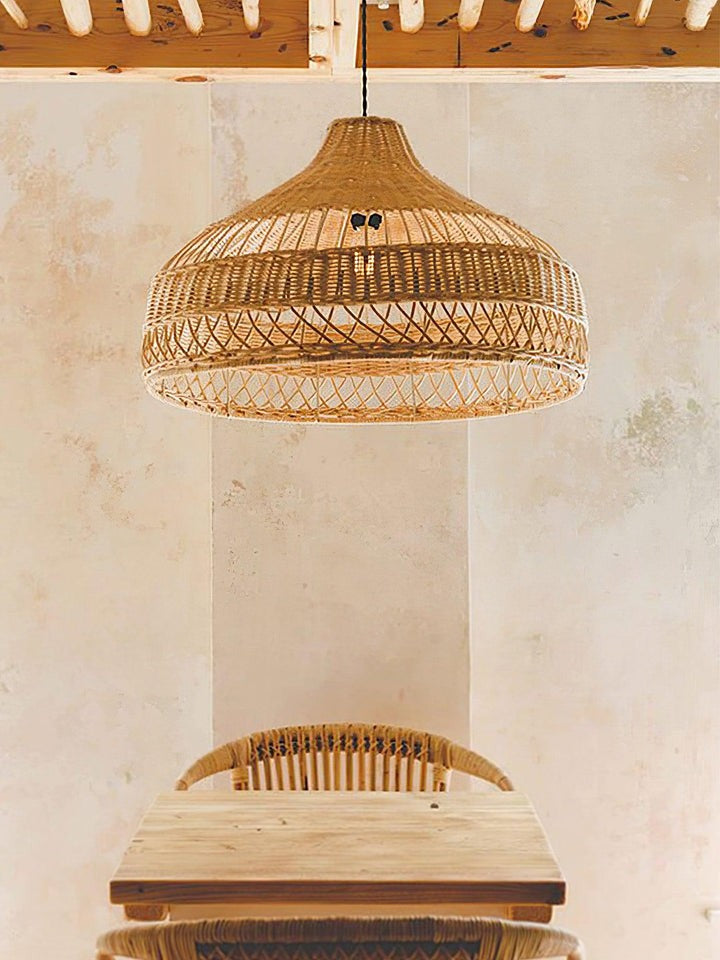 Handwoven Rattan Dome Pendant Light