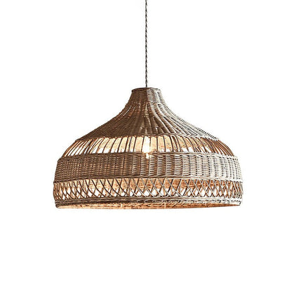 Handwoven Rattan Dome Pendant Light