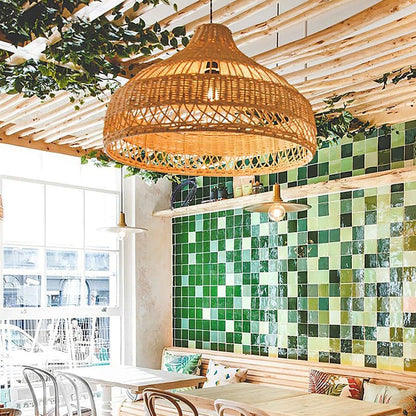 Handwoven Rattan Dome Pendant Light