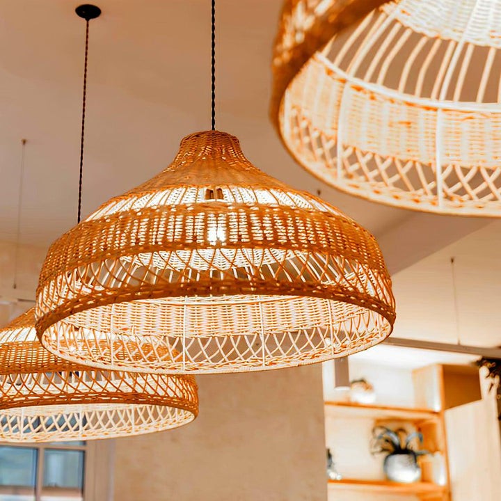 Handwoven Rattan Dome Pendant Light