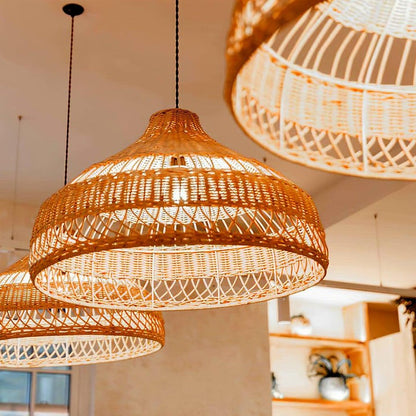 Handwoven Rattan Dome Pendant Light