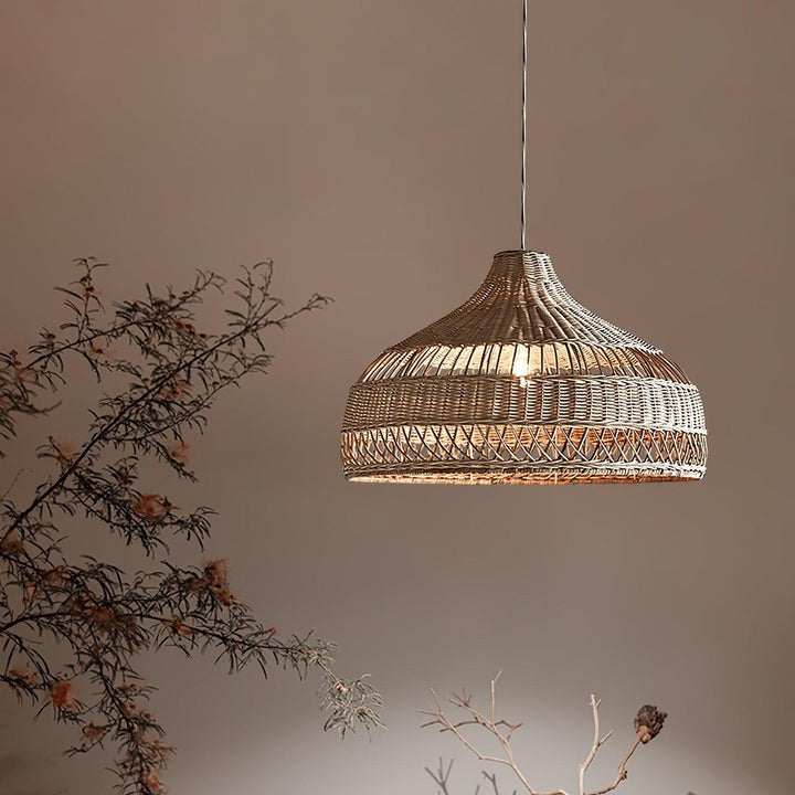 Handwoven Rattan Dome Pendant Light