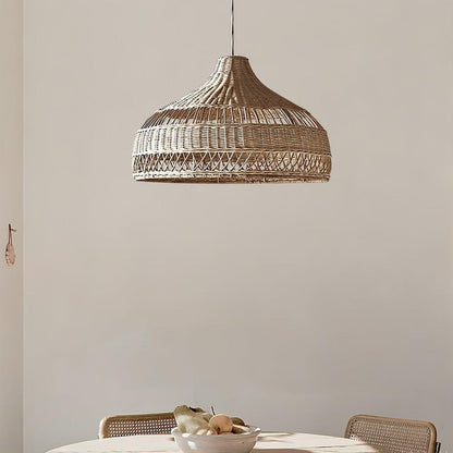 Handwoven Rattan Dome Pendant Light