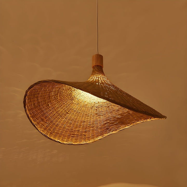 Handwoven Rattan Hat-Style Pendant Light