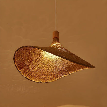 Handwoven Rattan Hat-Style Pendant Light